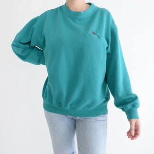 Vintage Knights  of the Round Table Teal Crewneck Sweater Size Medium